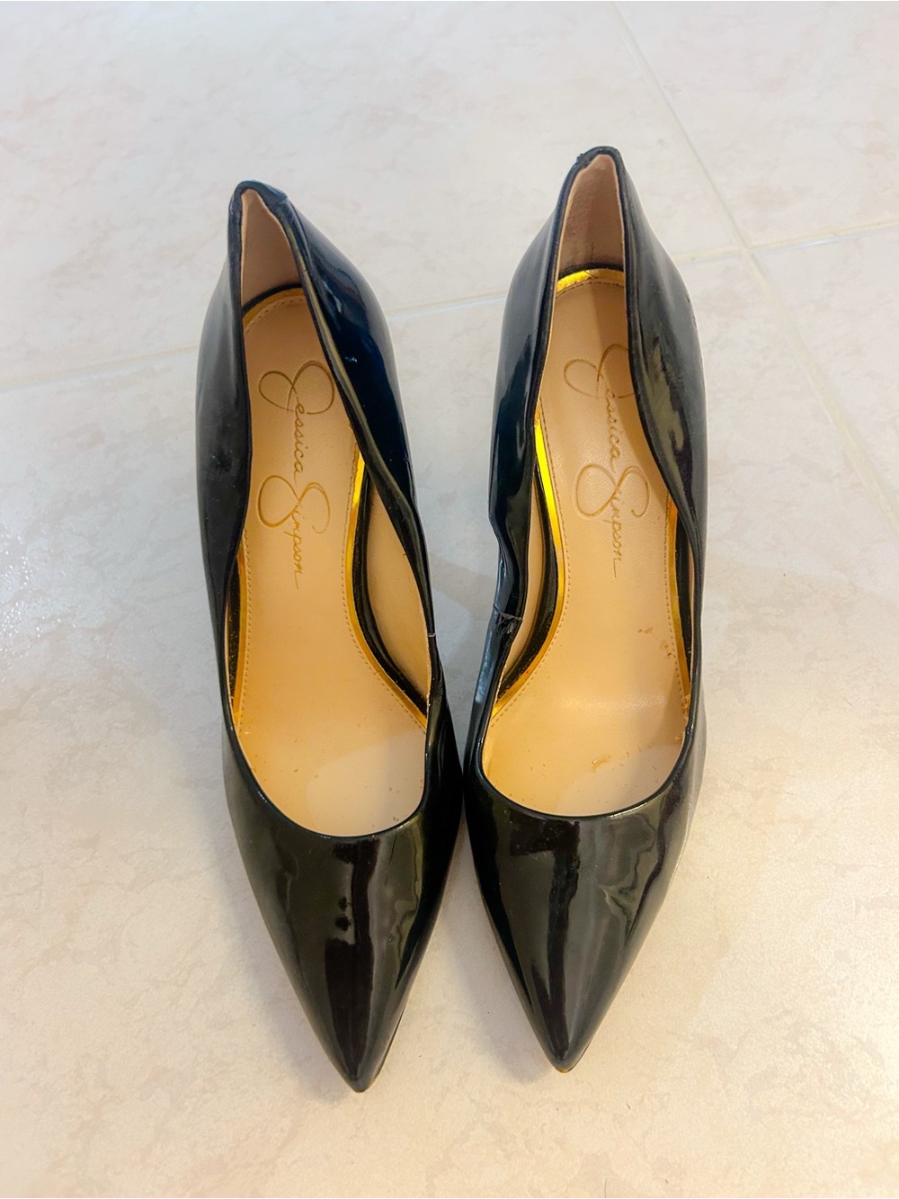 Jessica Simpson Black Patent Pointed Heels